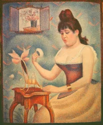 Young Woman Powdering Herself